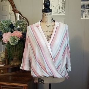 Stripe Cross Front Blouse